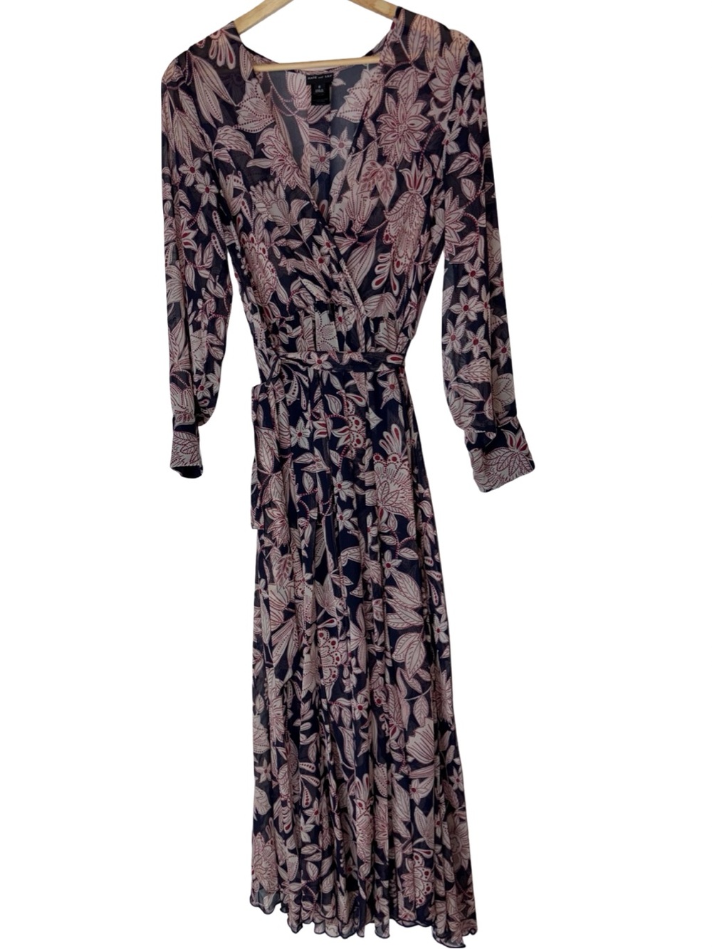 KATE & LILY Floral Wrap Maxi Dress - Navy & Blush SIZE 6